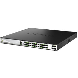 D-Link DXS-3130-28P 28-Port 10G Layer 3 Stackable Managed Switch, 24x 10GbE PoE++ and 4x 25GbE SFP28 ports